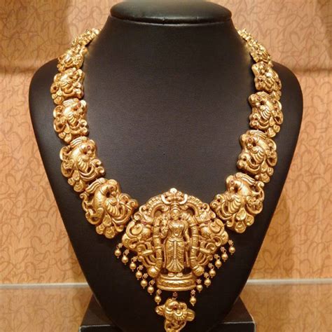 Nac jewellers rolls out largest necklace mela festical launched by trisha desipixer desipixer. Antique Temple Jewellery Long Chains | Dhanalakshmi Jewellers