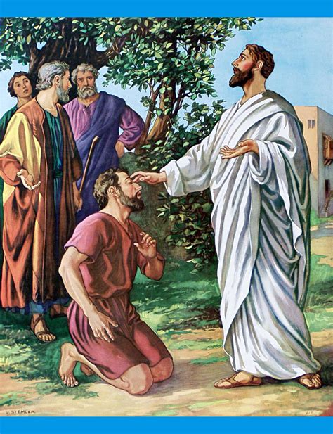 Jesus Heals Blind Men Before The Scripture Lady