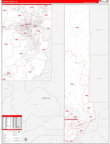 Washoe County Nevada Zip Code Wall Map Images And Photos Finder