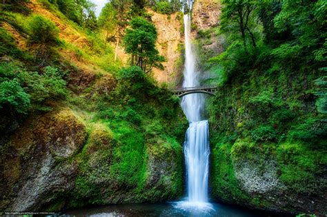 Download Wallpaper Multnomah Falls Oregon Waterfall Free Desktop