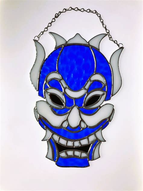Zuko S Blue Spirit Mask Stained Glass Suncatcher Etsy