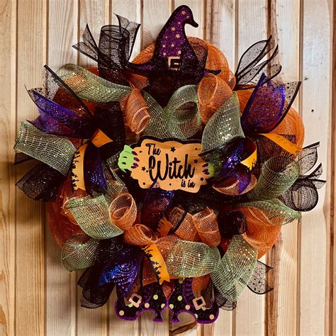 Deco Curls The Witch Is In Halloween Wreath Deco Mesh Wreaths
