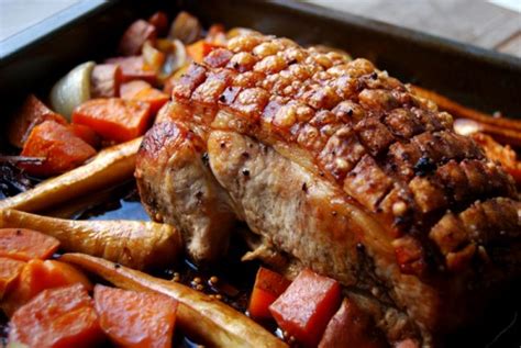 Remove the pork from the oven, take off the foil, and baste the meat with the fat in the bottom of the tray. bavarian schweinebraten recipe