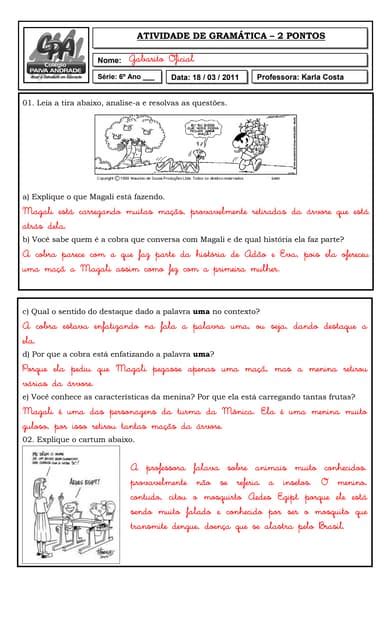 Interpretação De Texto Em Espanhol Com Gabarito Para 6o Ano Texto Exemplo