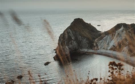 Download Wallpaper 3840x2400 Coast Sea Rock Landscape Aerial View