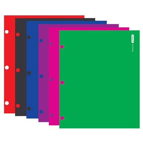 Bazic 2 Pockets Paper Folder Bright Laminated Portfolio 3 Hole Binder