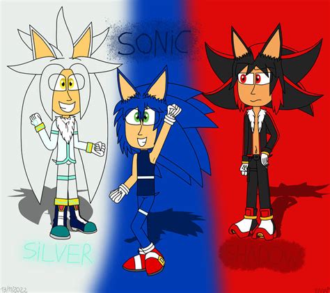 Sonic Shadow And Silver Humanized By Redfoxart21 On Deviantart