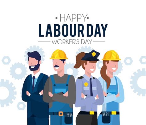 Professional Workers Labor Day Cartoons Vector Premium Download