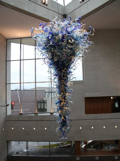 Blue And Gold Chandelier By Dale Chihuly Seen At Eastman School Of
