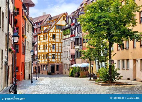 Half Timbered Buildings In The Picturesque Old Town Of Nuremberg