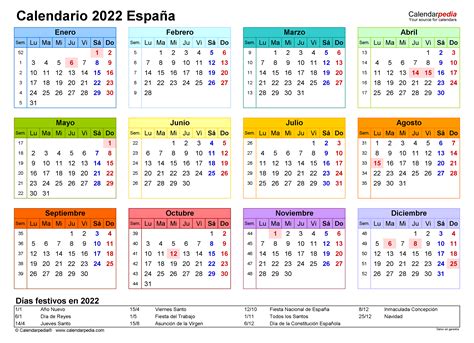 Calendario Laboral 2022 Espa 209 A Con Todos Los Festivos Riset