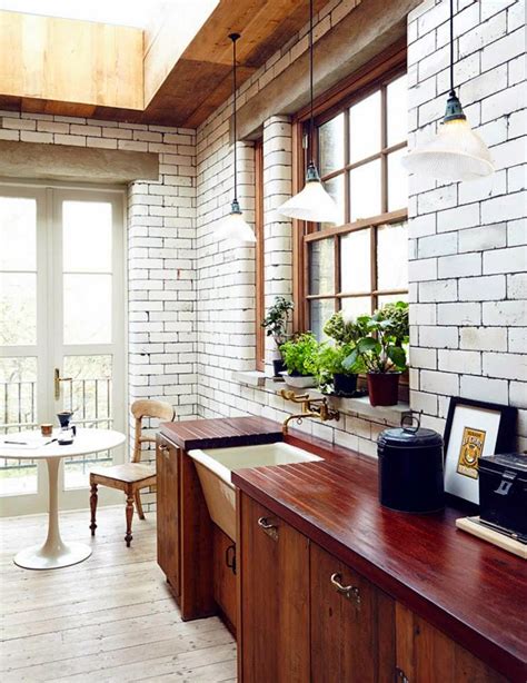Kitchen With White Brick Walls Daily Dream Decor