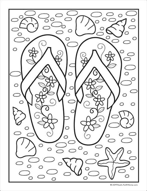 Flip Flop Coloring Pages Free Printable Free Printable Templates