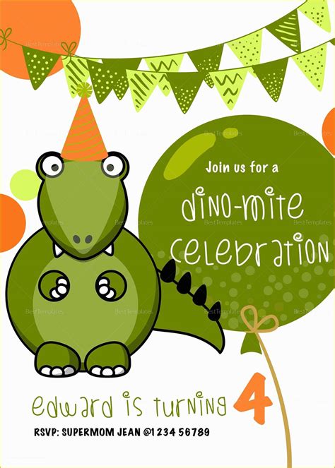 Dinosaur Birthday Invitation Template Free Of Dinosaur Birthday Party