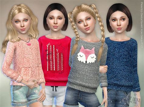 Printed Sweatshirt For Girls Found In Tsr Category Sims 4 Female Child Everyday Sims 4