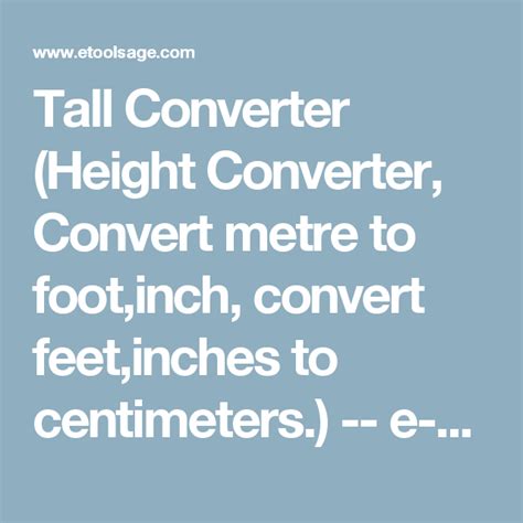 Tall Converter Height Converter Convert Metre To Footinch Convert