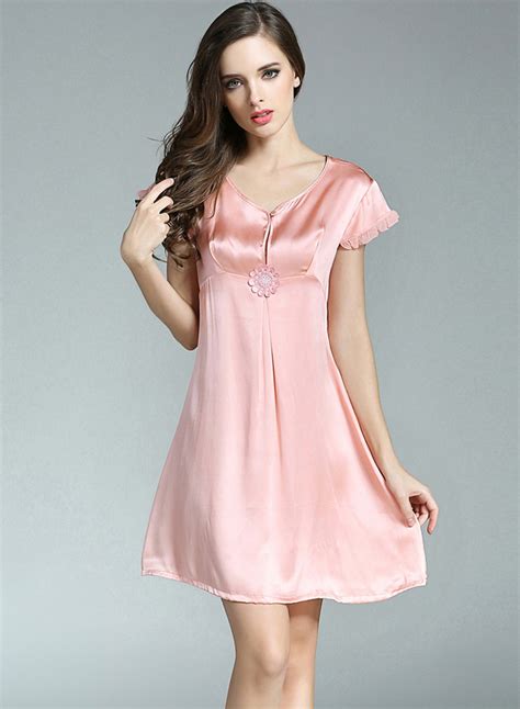 Short Satin Nightgown Home Silk Sleepwear Silk Nightgowns For Women Comfortable Short