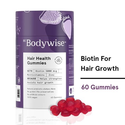 be bodywise 5000 mcg biotin gummies for healthy hair with added zinc and multivitamins buy be