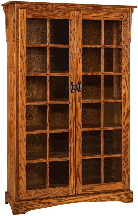Mission Large Bookcase With Two Doors Amish Bookcase