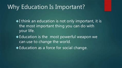 Aimspurposes And Importance Of Education Presentation