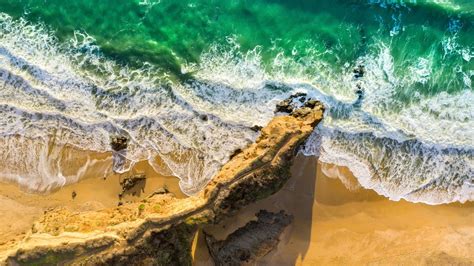 Seashore Wallpaper 4k Aerial View Beach Cliff Ocean Waves Nature