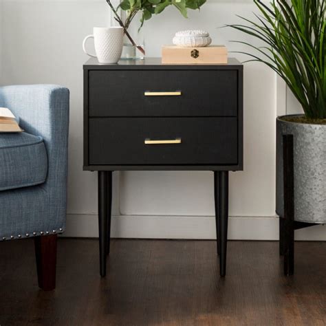 Black 2 Drawer Side Table Drawing Ideas
