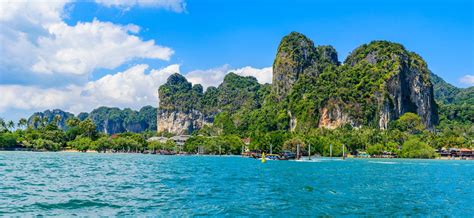 Railay East Beach In Beautiful Bay In Krabi Province Tropical Coast