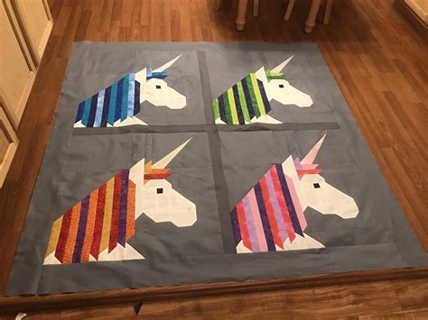 Lisa The Unicorn Quilt Top Done Pattern By Elizabeth Hartman Rquilting