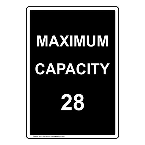 Portrait Maximum Capacity 28 Sign NHEP-26879