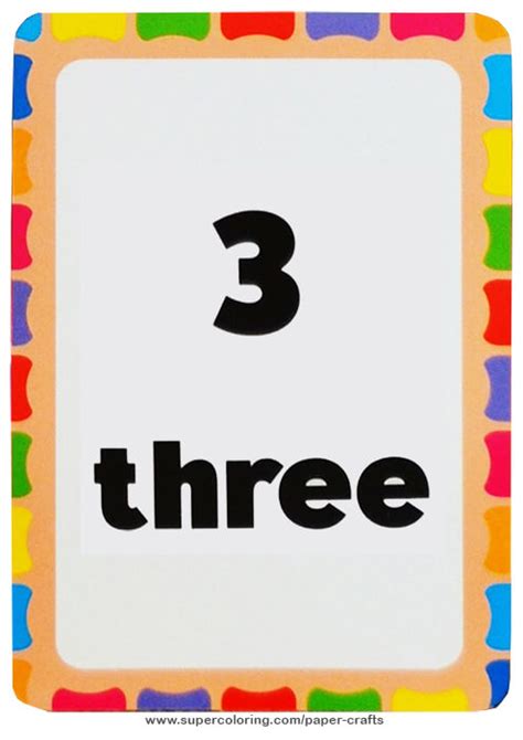 Flashcard With Number Three Printable Template Free Printable