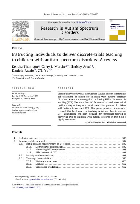 (PDF) Instructing individuals to deliver discrete-trials teaching to children with autism ...
