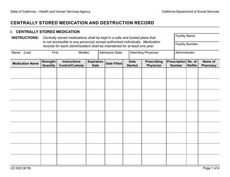 Medication Destruction Log Sheet Printable