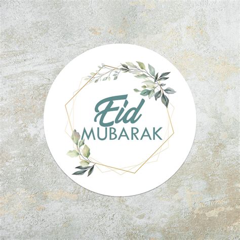 35 Green Floral Eid Mubarak Stickers High Quality Glossy Finish For Eid