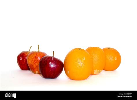 Comparing Apples To Oranges Stock Photo Alamy