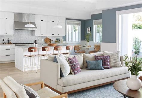 Cream Sofa With Blue Pillows Baci Living Room