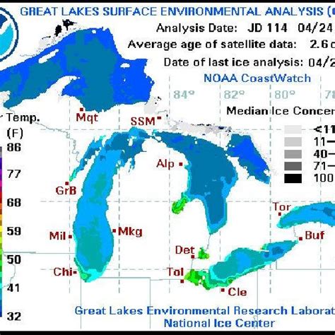 4 Gridded Lake Temperature And Ice Coverage For The Great Lakes From