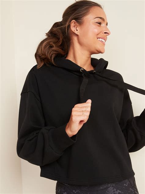 Loose Cropped Pullover Hoodie For Women Old Navy