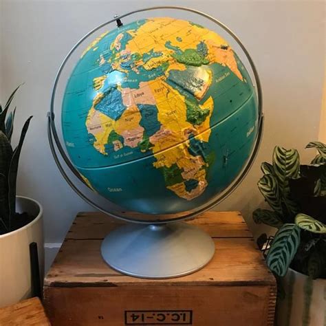 Vintage Nystrom World Globe 12 Inch Sculptural Relief
