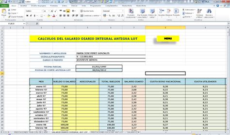 Calculo De Prestaciones Sociales Lottt Plantilla En Excel Bs