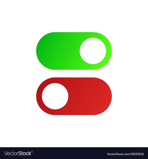 On And Off Slider Buttons Red And Green Switch Vector Image