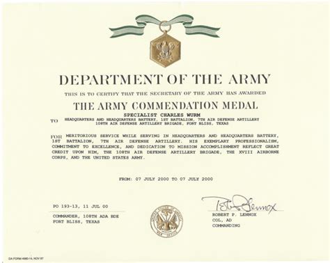 Certificate Templates Army Achievement Medal Certificate Template