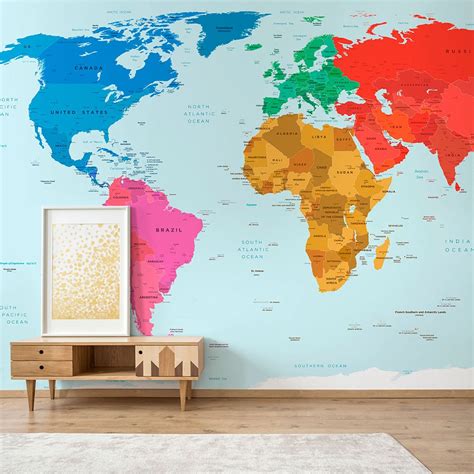 Imagen Relacionada World Map Wallpaper World Map Mural Custom Photo