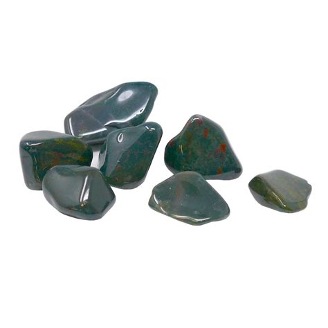 Semi Precious Tumbled Stones Medium Bloodstone B 5pcs Beads And