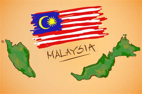 Malaysia Map And National Flag Vector Stock Vector Illustration Of