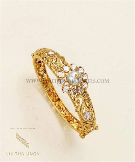 Designer Gold Kada Bangle South India Jewels