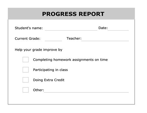 Printable Student Progress Report Template Printable
