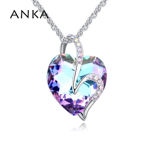 Anka Fashion Double Hollow Heart Pendant Crystal Necklace For Women Romantic Jewelry Main Stone