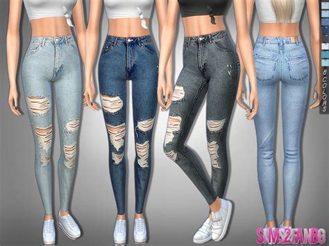 The Sims Resource 322 Ripped Skinny High Jeans