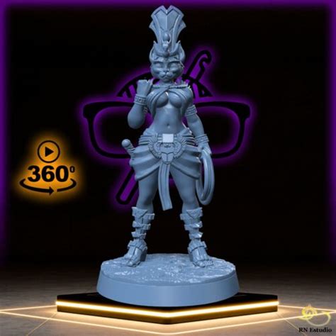 Cathramun Female Tabaxi Rogue Sorcerer Warlock Miniature For