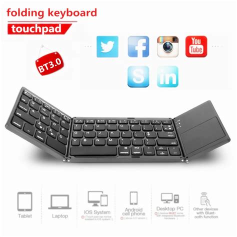 Ultra Thin Tri Fold Bluetooth Wireless Keyboard With Touch Panel Mini